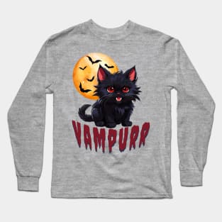 Vampurr the Cute Goth Vampire Kitty Long Sleeve T-Shirt